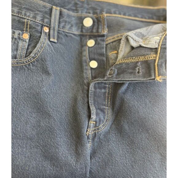 Levis Premium 501 High Rise Straight Leg Jeans 30x26 Blue Dark Wash 100% Cotton - Picture 7 of 13